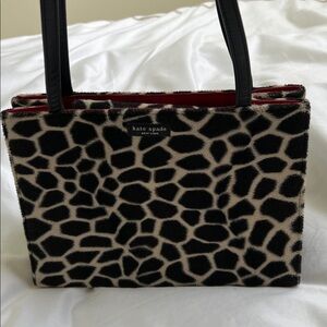 Kate Spade Giraffe Print Tote in Black and Cream